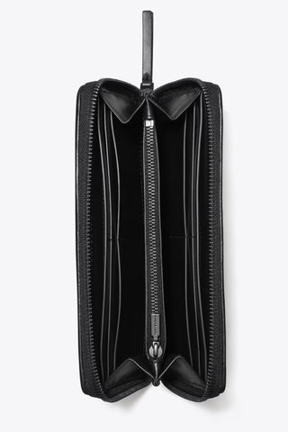 Tory Burch Kira Diamond Quilt Powder Coated Zip Continental Wallet Black