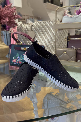 Ilse Jacobsen Double Elastic White Sole Black