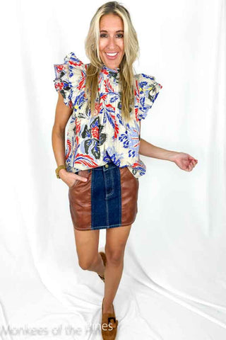 Oliphant Pintuck Top Chenai Cobalt