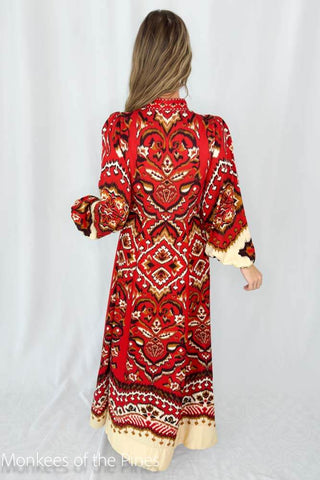 Farm Rio Ainika Pineapple Ikat Cream Maxi Dress