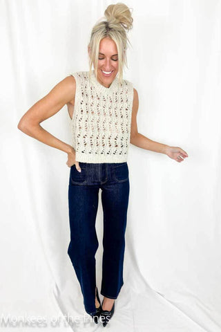 Boxy Stitchery Vest Oatmeal