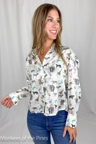 Cropped Blouse White Safari