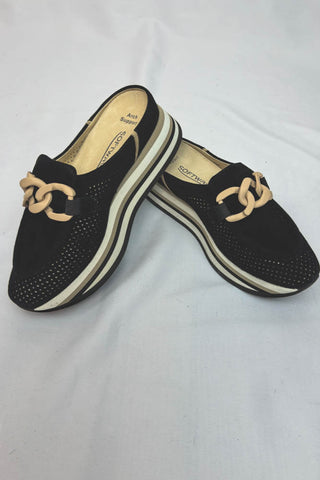 Softwaves Carlissa Slide Black Camel