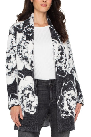 Liverpool Open Coatigan Floral Black