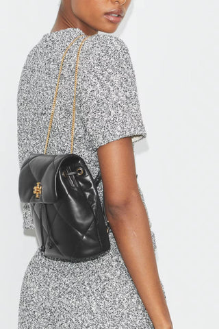 Tory Burch Kira Diamond Quilt Small Backpack Black