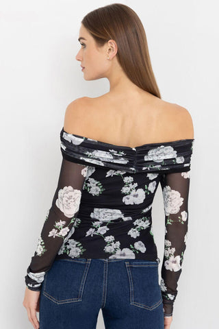 Romeo Floral Mesh Top Black