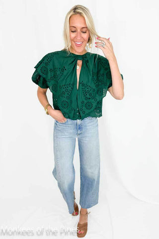Farm Rio Green Lace Blouse