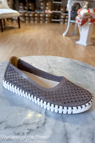 Ilse Jacobsen Ballerina Flat White Sole Grey