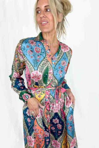 Vilagallo Navy Print Maxi