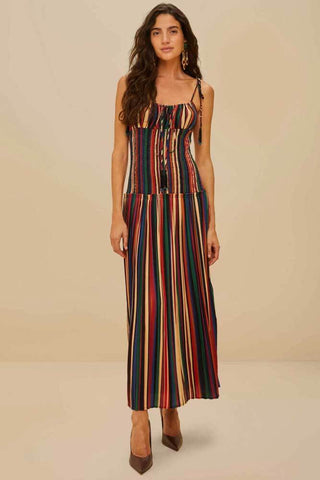 Farm Rio Pipa Stripes Midi