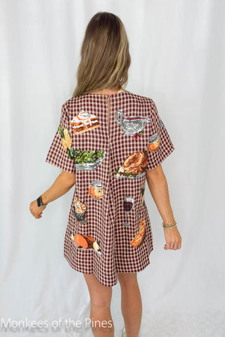Queen of Sparkles Maroon Turkey Short Sleeve Dress