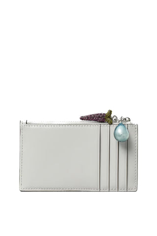Tory Burch Kira Diamond Quilt Charm Zip Card Case Gray