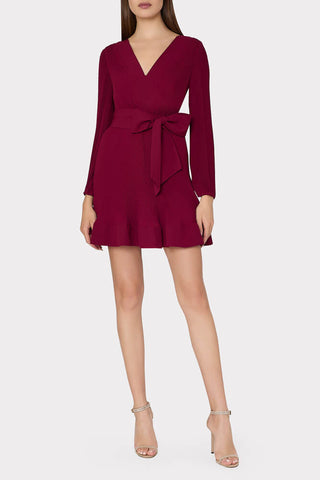 Milly Liv Pleat Dress Wine