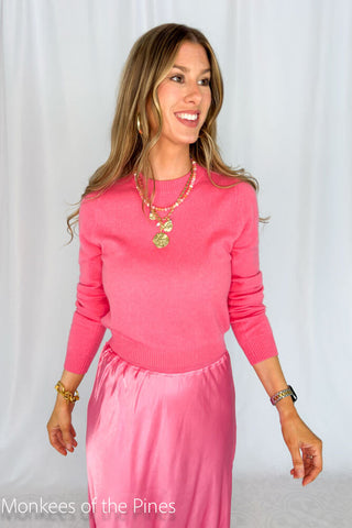 Cashmere Long Sleeve Top Flamingo