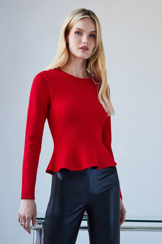 Panache Peplum Sweater Red
