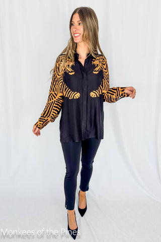 Farm Rio Black Tiger Blouse