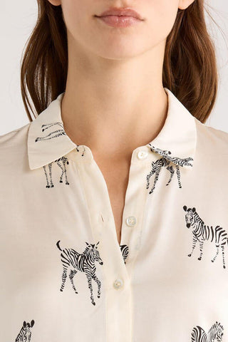 Rails Saige Ivory Zebra Button Down Top