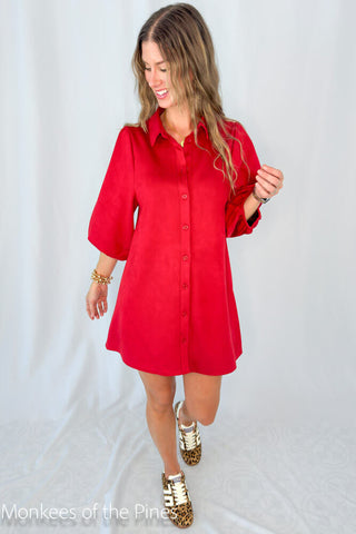 Dolce Cabo Faux Suede Dress Deep Red
