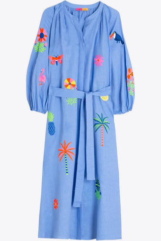 Vilagallo Tropical Embroidered Flamingo Maxi