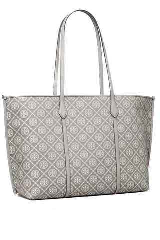 Tory Burch Perry T Monogram Tote Gray