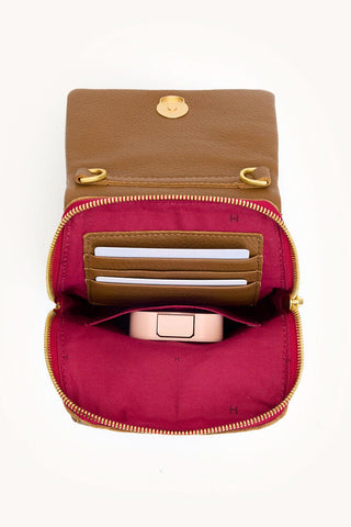 Hammitt VIP Mobile Mahogany Pebble BG Red Zip