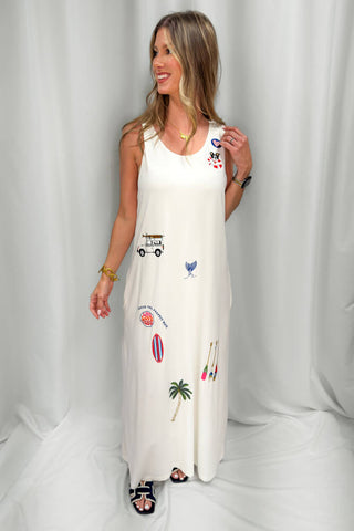 Embroidered Travel Dress White