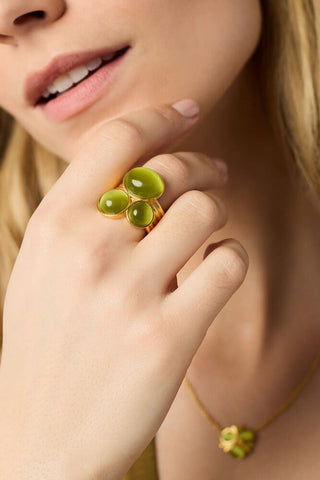 Cobblestone Statement Ring Multi Stone Cat's Eye 7
