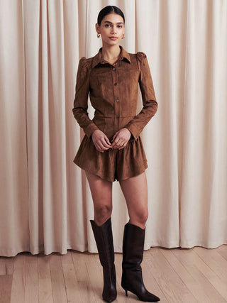 Enid Faux Suede Romper
