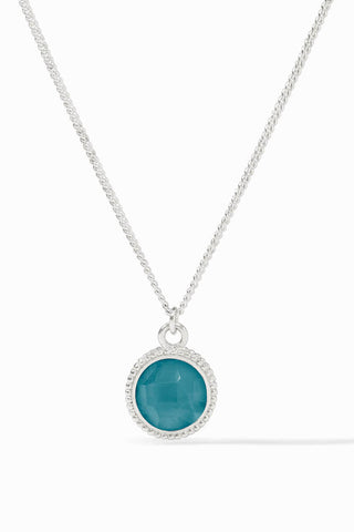 Julie Vos Fleur-de-Lis Solitaire Necklace Iridescent Montana Blue Silver