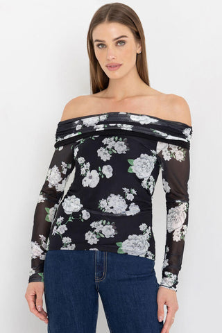 Romeo Floral Mesh Top Black