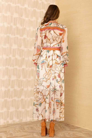 HaleBob Andi Chiffon Long Sleeve Maxi Dress Navy
