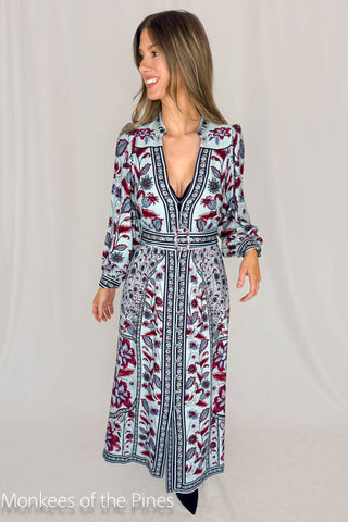 Farm Rio Marcelle Soft Blue Maxi Dress