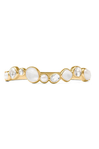 Kaleidoscope Hinge Bangle - Gold Iridescent Clear Crystal