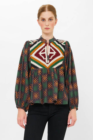 Oliphant Mandarin Balloon Top Matrix Green