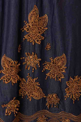 HaleBob Paulina Embroidered V Neck Maxi Navy