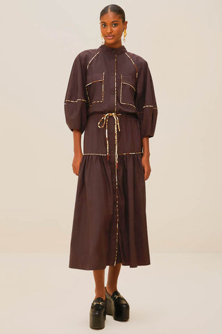 Farm Rio Brown Chemise Midi