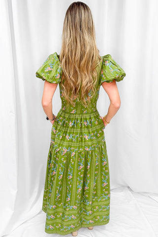 Floral Tiered Maxi Dress Matcha
