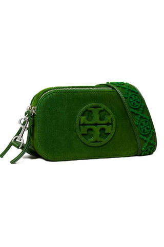 Tory Burch Miller Flocked Mini Crossbody Bag Emerald