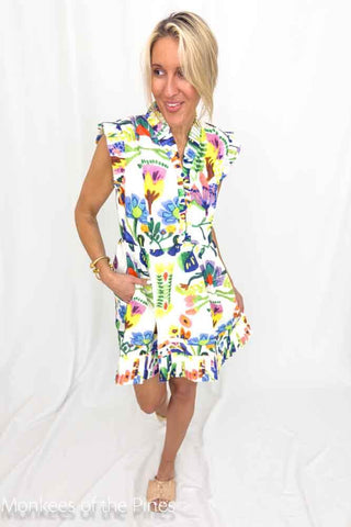 Mini Pleated Dress - Island Art