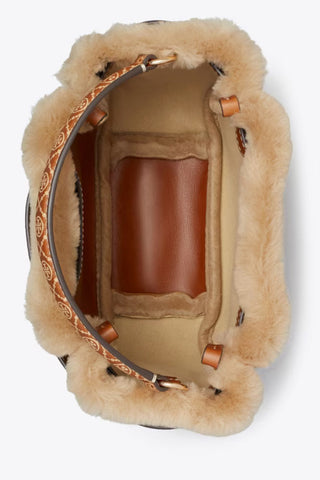 Tory Burch Romy Shearling Mini Bucket Bag Teddy