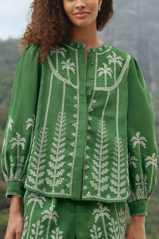 Farm Rio Bi Color Embroidered Blouse
