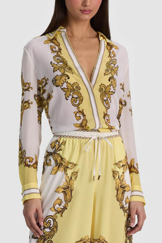 Alice + Olivia Willa Placket Top Golden Coast