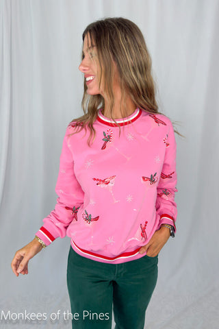 Queen of Sparkles Bright Pink Christmas Cocktail Sweatshirt