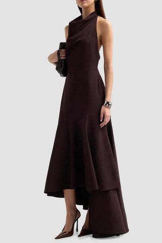 Milly Jade Cady Halter Dress Dark Chocolate