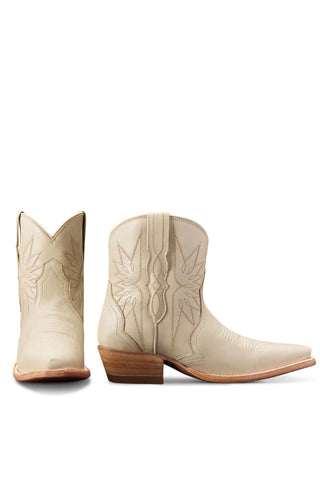 Tecovas Lynn Cream Cowhide Booties