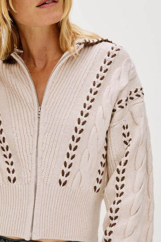 Rails Lune Sweater Oatmeal Brown Whip Stitch