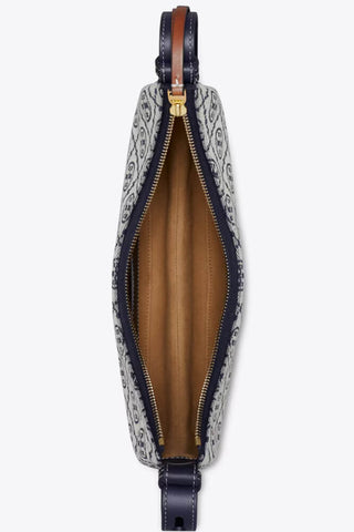 Romy T Monogram Half Moon Bag Tory Navy