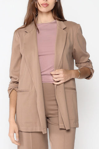 Ponte Knit Oversized Blazer Khaki