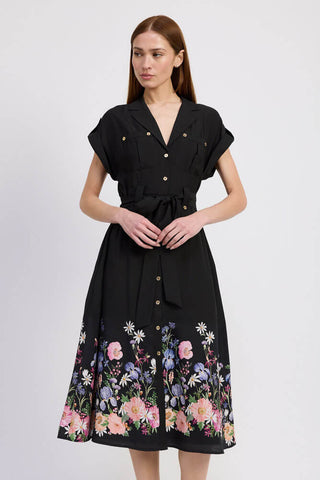 Black Floral Maxi Button Down