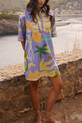 Oliphant Collared Shirt Dress Mini Paradiso Blue Oliphant Collared Shirt Dress Mini Paradiso Blue